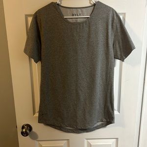 BYLT Curved Hem Wide-neck T-Shirt Grey